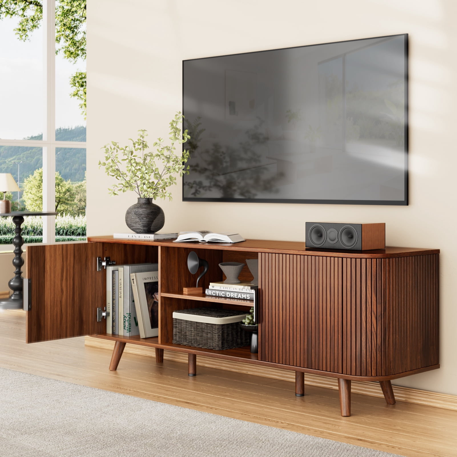 Tydimor TV Cabinet Stands for TVs up to 65", Entertainment Center with Storage Shelf, Media Console Table with Drawers for Living Room