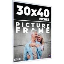 30x40 Frame Brushed Silver Solid Wood Picture Frame Width 0.75 inches | Interior Frame Depth 0.5