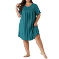 thumbnail image 2 of Agnes Orinda Women's Plus Size Night Shirts Short Sleeve Round Neck Pajamas Nightgowns 3X Lake Blue, 2 of 6