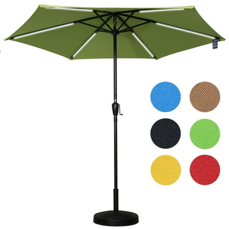 Sundale Outdoor Deluxe Solar Powered Led Stripe Lighted Sundale Outdoor Deluxe Solar Powered Led Stripe Lighted Patio Market Umbrella With Crank 9feet Com