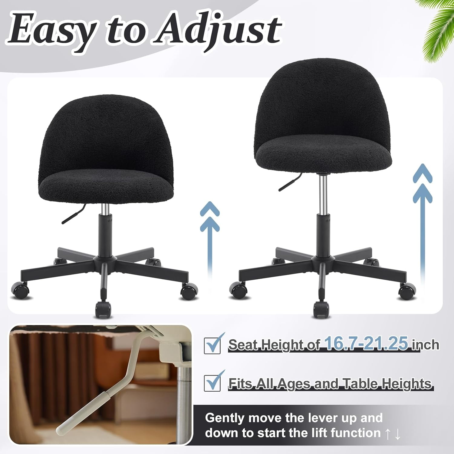 Matladin Modern Vanity Chair with Back, Silent Wheels, Velvet Desk Chair for Girls, Small Office Chair, Stylish and Comfortable