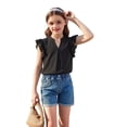 thumbnail image 3 of Tiijoy Girls Summer Ruffle Sleeve Shirt Casual Solid V Neck Blouse Top, Green, Sizes 5-14, 3 of 5