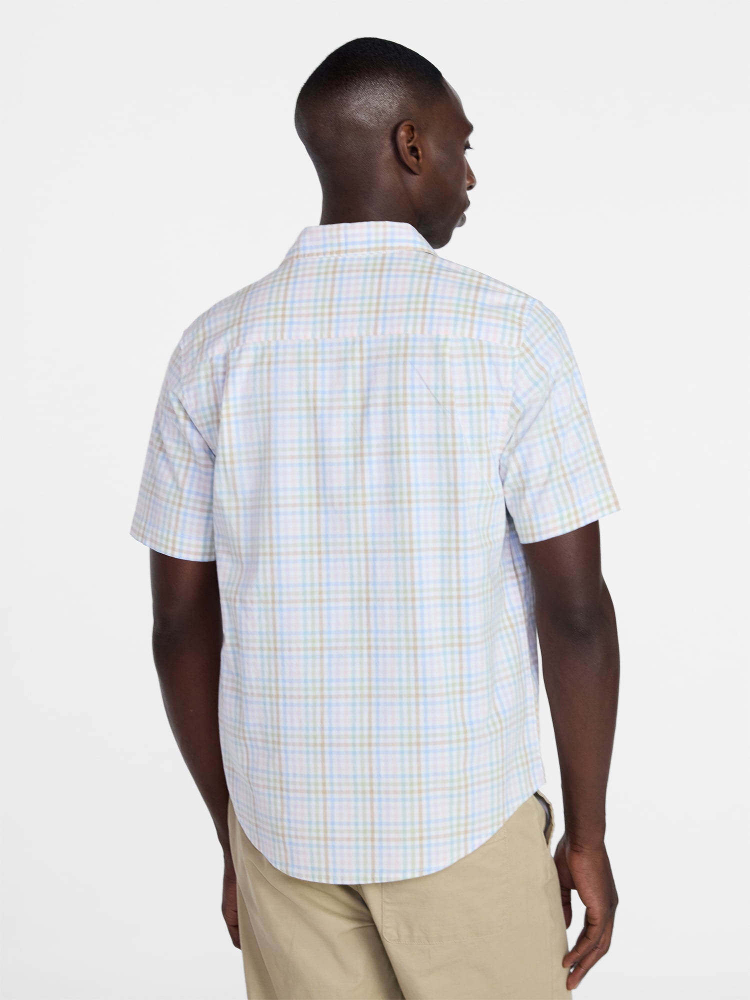 George Men's & Big Men's Modern Fit Poplin Button Up Shirt with Short Sleeves, Sizes XS-5XL