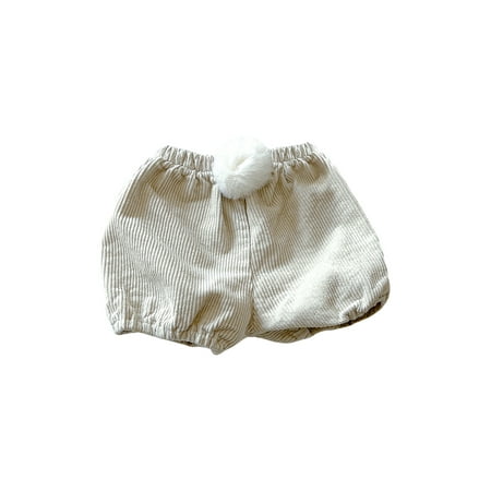 

Bagilaanoe Newborn Baby Girls Boy Shorts Casual Solid Color Corduroy Short Pants with Plush Ball 6M 9M 12M1 8M 24M Infant Easter Outfits