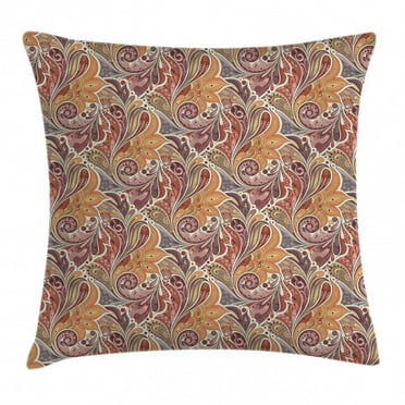 Floral Throw Pillow Cushion Cover, Traditional Paisley Leaf Pattern with Persian Arabesque Details Colorful Boho Design, Decorative Square Accent Pillow Case, 18 X 18 Inches, Multicolor, by Ambesonne