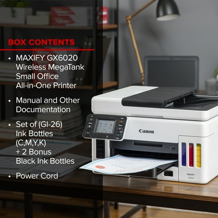Canon - MAXIFY MegaTank GX6020 Wireless All-In-One Inkjet Printer - White
