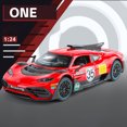 thumbnail image 1 of Modèle Réduit de Voiture de Sport Échelle 1:24 Jouet en Métal Modifié Véhicules à Roues Libres Simulation Son & Lumière Cadeau pour Enfants Cochon Rouge, 1 of 6