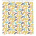 thumbnail image 3 of Leaves Shower Curtain, Botanical Tropical Plants Motifs Botany Symbols Pattern on Plain Backdrop, Fabric Bathroom Set with Hooks, 69W X 70L Inches, White and Multicolor, by Ambesonne, 3 of 3