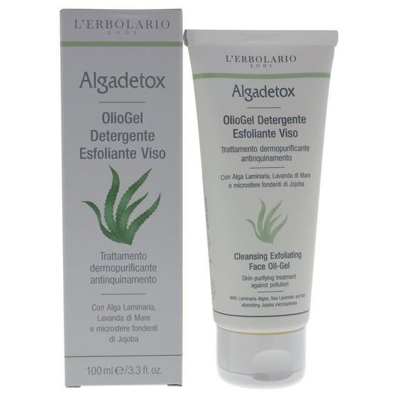 LErbolario Algadetox Cleansing Exfoliating Face Oil-Gel , 3.3 oz Cleanser