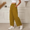 thumbnail image 5 of hoksml Women's Cotton Checkered Elastic Wide Leg Pants with Pockets, Loose Fit Pants for Loungewear and Daily Wear, 5 of 6