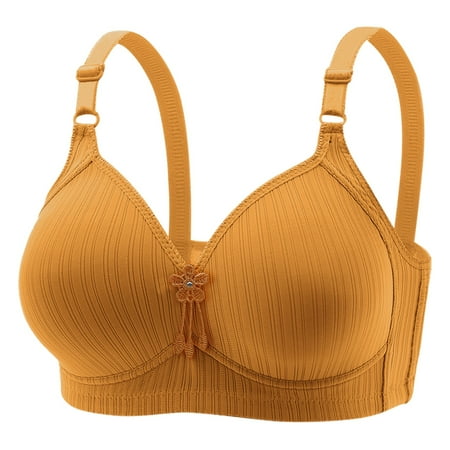 YHGFVOKJ Bras for Women New Comfortable Sexy Large Size Underwear for Middle And Elderly People without Steel Ring Bra Ladies Bras Yellow 42