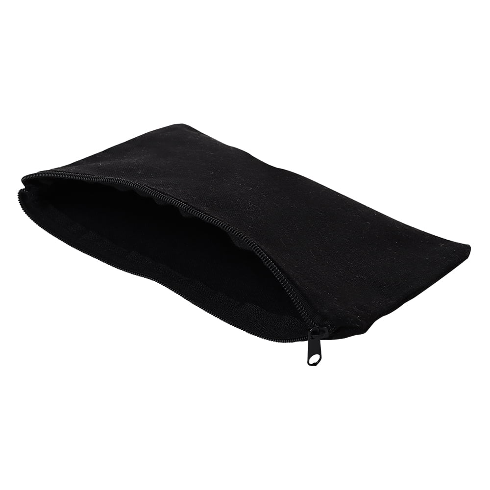 Aspire 12-Pack Canvas Pencil Pouch, Black Zipper Makeup Case, 8-1/4 x 4-3/4 Inches