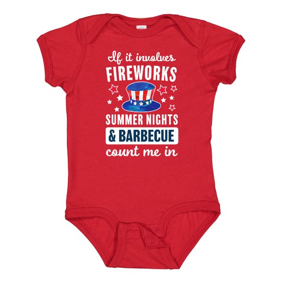 Inktastic 4th of July if It Involves Fireworks Summer Nights & Barbecue Count Me in Boys or Girls Baby Bodysuit
