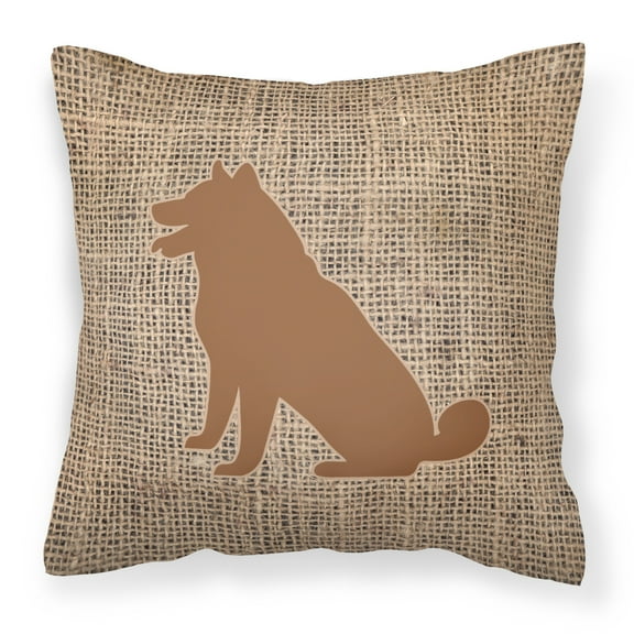 Carolines Treasures BB1113-BL-BN-PW1414 Shiba Inu Burlap and Brown   Canvas Fabric Decorative Pillow BB1113 14Hx14W