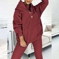 thumbnail image 6 of CILENON Comfortable Travel Outfits for Women 3Pcs Women's Sports Suit Loose Hooded Pockets Sweatshirt And Vest And Slim Trousers Sweat Sets for Women 2 Piece Sweat Suit Women (Wine Red,S), 6 of 6