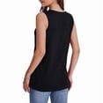 thumbnail image 4 of ZEHJUHAN Women's Solid Color V-Neck Sleeveless Tank Top - Basic Stretchy Summer Tee Black，S, 4 of 7