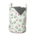thumbnail image 1 of Floral Laundry Bag, Pinkish Flowers and Leaves Watercolor Paint on a Plain Backdrop Fashion Art, Hamper Basket with Handles Drawstring Closure for Laundromats, 13" x 19", Pink and Green, by Ambesonne, 1 of 4