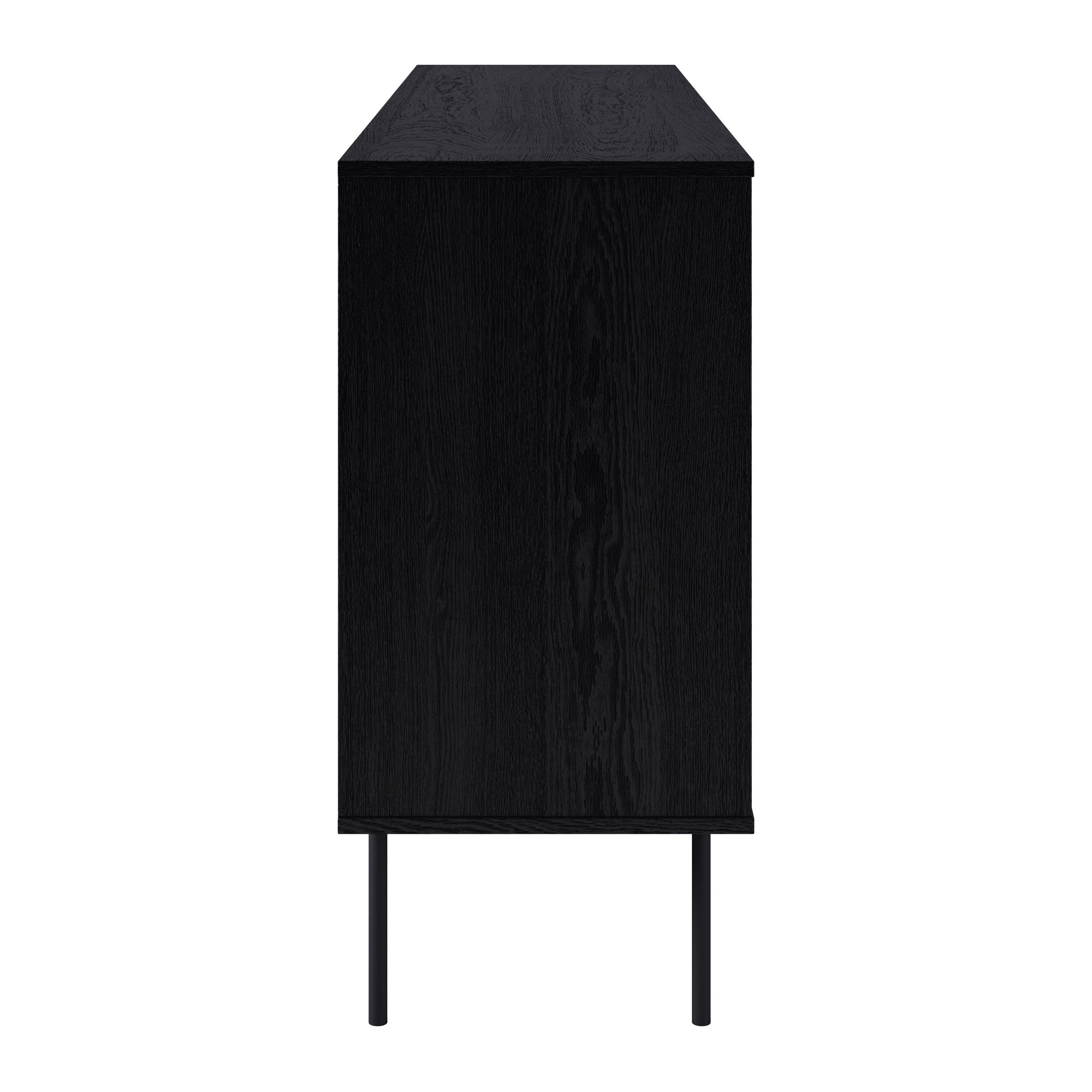 CorLiving Lysander Engineered Wood Fluted Sideboard with 4 Doors and 4 Shelves, Black