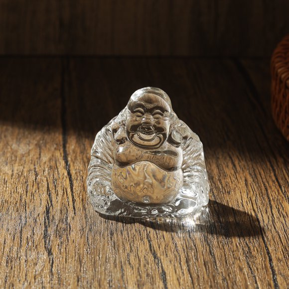Crystal Buddha Figurines White Crystal Homeowners Living Room 2Pcs 2.1In