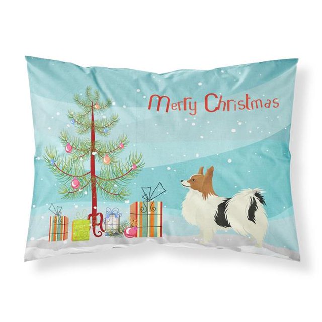 Carolines Treasures CK3553PILLOWCASE Papillon Christmas Tree Fabric Standard Pillowcase