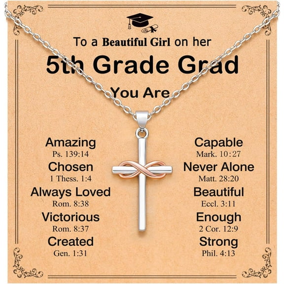 Infinity Cross Necklace for Women, Christian Graduation Baptism Gifts for Women Confirmation Gifts for Teen