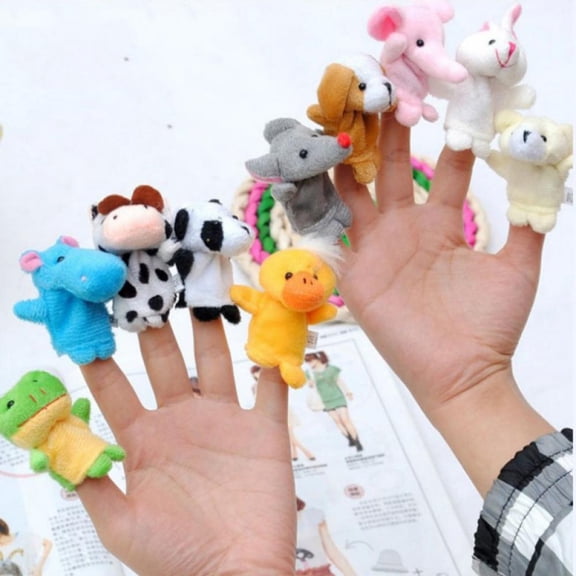 Prettyui 10 Pcs/set Velvet Cute Animal Finger Puppets Panda Rabbit Elephant Party Favors Gift