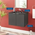 thumbnail image 3 of Modway Maybelle 24 Meuble-Lavabo de Salle de Bain Mural Gris Noir, 3 of 10