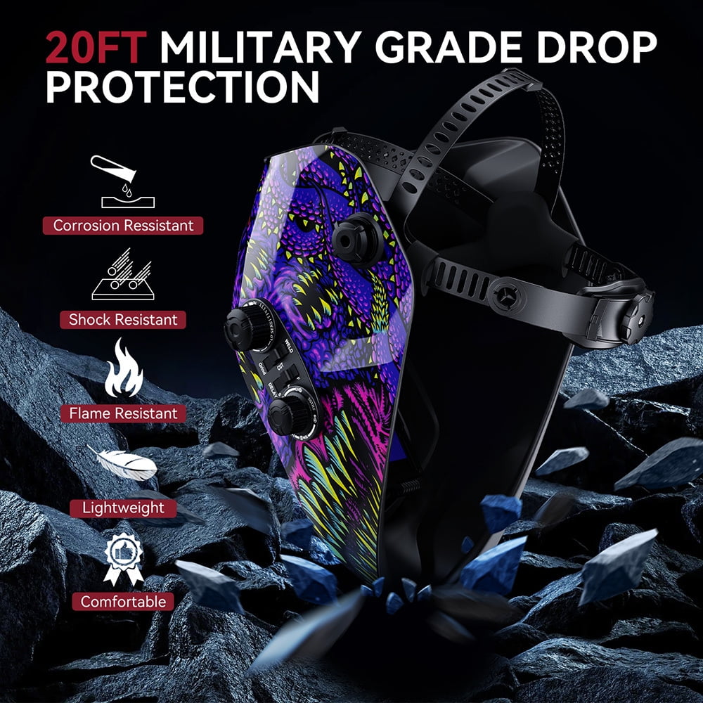 ARCCAPTAIN Welding Helmet, Large Viewing Screen, True Color Auto Darkening, DIN 17 UV/IR Protection, Lightweight