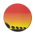 thumbnail image 1 of Animal Mouse Pad for Computers, Mammal Family Walk at Sunset Ombre Sky, Round Non-Slip Thick Rubber Modern Gaming Mousepad, 8" Round, Dark Coral Yellow, by Ambesonne, 1 of 2