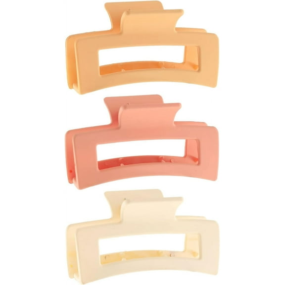 Large Rectangle Hair Claw Clips for Thin & Thick Hair, Hair Jaw Clip for Women& Curly Hair, Matte Nonslip Hair Claw Clip, Strong Hold in 3 Sets of Colours (Pallet 3)