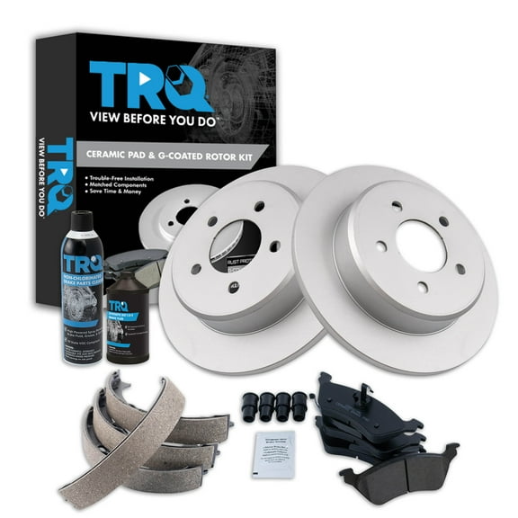TRQ Rear Brake Pad & Rotor Kit BKA38434 Fits Select 2001-2007 Dodge Caravan , 2001-2007 Dodge Grand Caravan , 2001-2007 Chrysler Town & Country