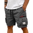 thumbnail image 2 of IAJDKMEK Men's Cargo Shorts with Pockets - Elastic Waist Hiking Shorts, Running Shorts, and Classic Work Shorts for Daily Wear,Dark Gray L, 2 of 8