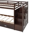 thumbnail image 6 of Twin Over Twin Kids/Teens Bunk Bed with Buit-In Staircase, Wooden Storage Bed Frame with 6 Drawers, 6 of 8