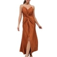 thumbnail image 1 of Vestido formal de verano LALACAT elegante con cuello en V sin mangas marrón, 1 of 7