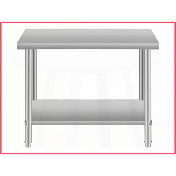 36''x24'' Stainless Steel Kitchen Prep Table with Under Shelf, Easy-Clean Commercial Grade 32'' Comfort Height
