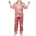 thumbnail image 4 of Niñas Ropa Color Sólido Manga Corta Traje de Hogar 60% Algodón 40% Lino, Invierno Bebé Niños Ropa Conjunto para Niño Pequeño, 4 of 6