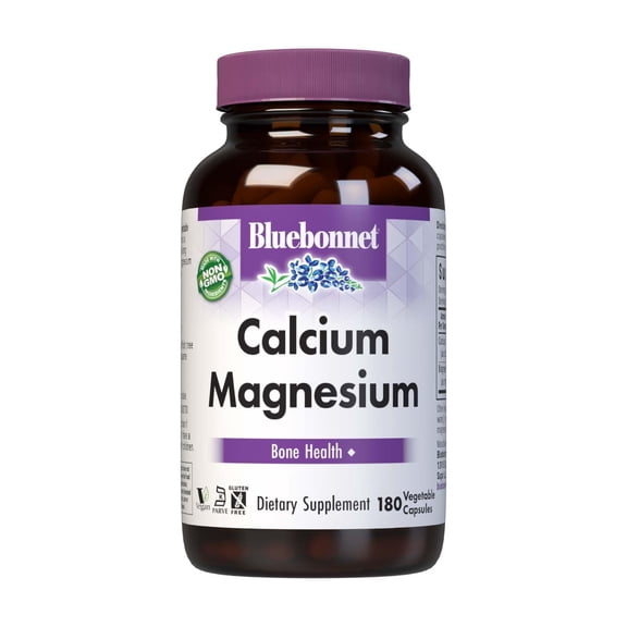 Bluebonnet Calcium & Magnesium, Bone Health*, Kosher Parve, 180 Vegetable Caps, 60 Days