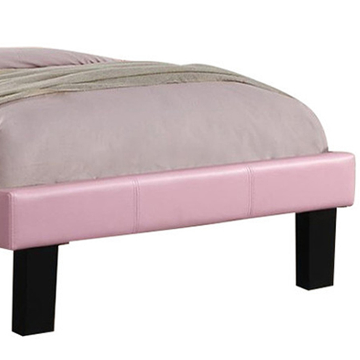 Silky And Sheeny Wooden Full Bed With Pink PU Tufted Head Board, Pink Finish - Saltoro Sherpi