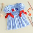 thumbnail image 4 of Staki Toddler Girls 4th of July Dress Embroidery USA Flag Smocked Dresses Memorial Day Outfit Baby Girl Patriotic Clothes,18-24 Months, 4 of 5