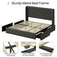thumbnail image 5 of LARMACE King Size Linen Upholstered  Platform Bed Frame with 4 Storage Drawers and Tufted Headboard,Dark Grey, 5 of 9