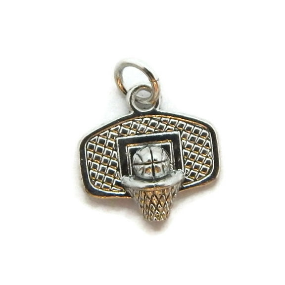 .925 STERLING SILVER, BASKETBALL HOOP PENDANT CHARM!!