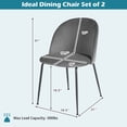thumbnail image 2 of Gymax Upholstered Velvet Dining Chair Set, Grey (Set of 2), 2 of 9