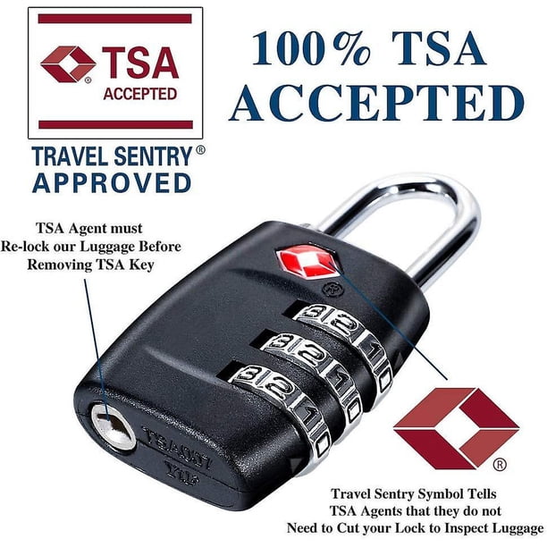 Luggage Lock 3 Digit Travel Lock 2-Pack TSA Approved Combination Locks ...