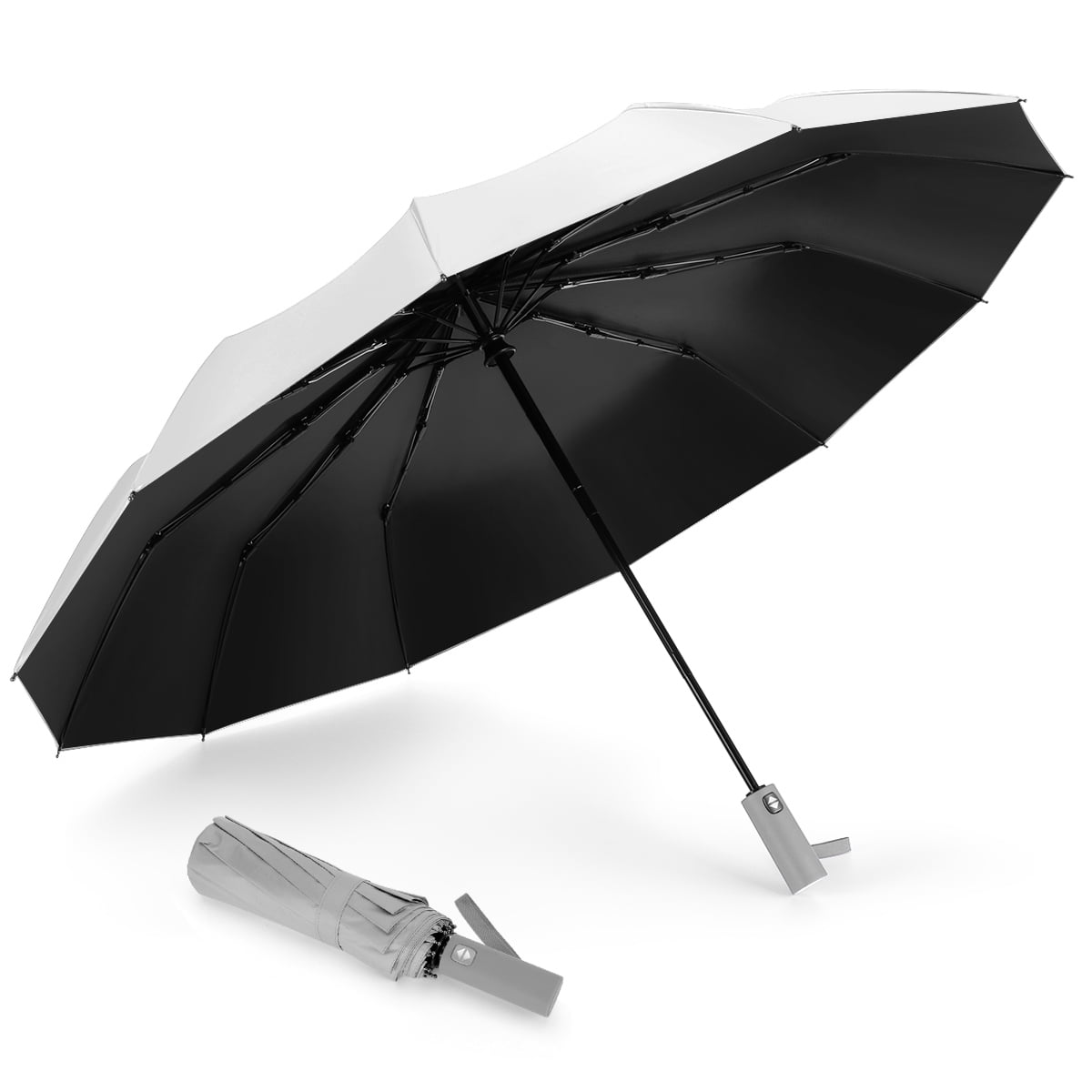 Auto Open & Close Button for Single Hand Use Fiberglass Ribs Teflon Umbrella for Rain and Sun 2022 New Upgrade -12 Ribs Umbrella Windproof Automatic Folding Umbrella 