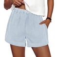 thumbnail image 1 of Shorts Boxer de Mujer PRETTYGARDEN a Rayas Verano 2025 Tendencia Casual con Cintura Elástica para Casa y Playa (Rayas Azul Claro y Blanco, Talle S), 1 of 9