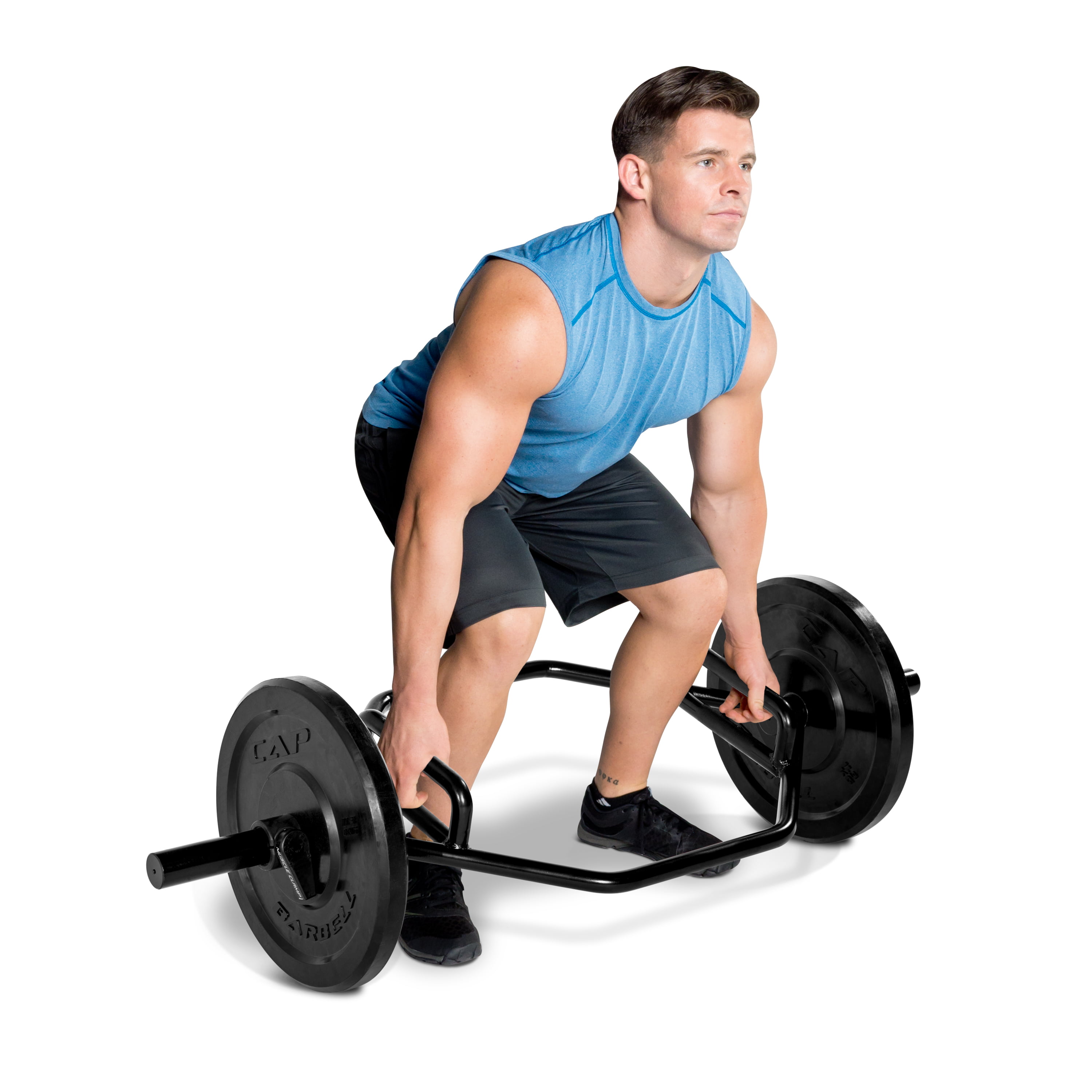 Black Weight Lift Bar Hex Dumbbell Gym Squat Train Muscle Trap Deadlift ...