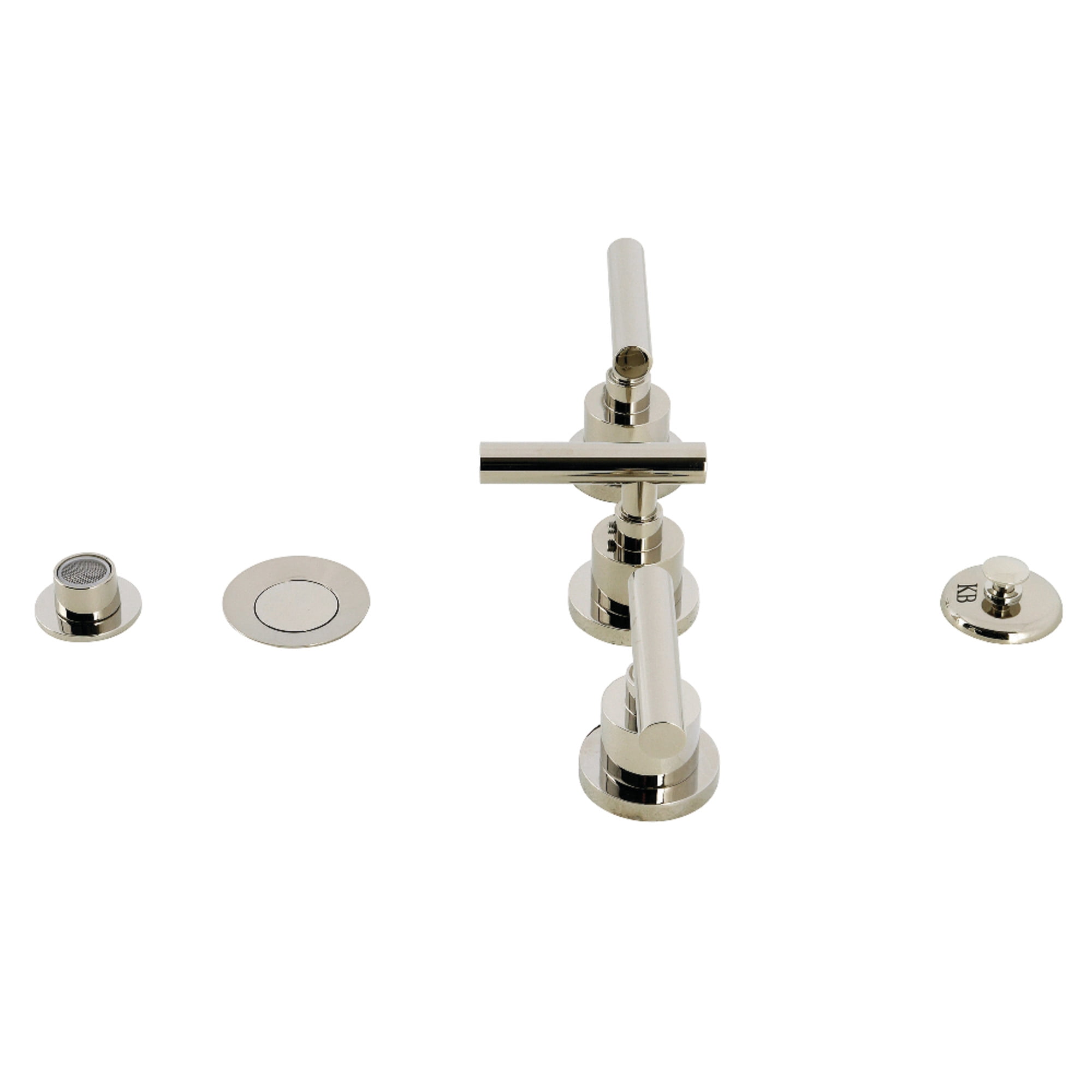 Kingston Brass KB6326CML Manhattan Three-Handle Bidet Faucet with Brass Pop-Up, Polished Nickel