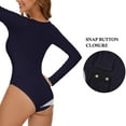 thumbnail image 2 of Vaslanda Women's Henley Shirt Round Neck Button Down Ribbed Sleeveless Tank Top Long Sleeve Bodysuits, 2 of 5
