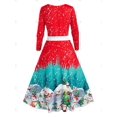 thumbnail image 2 of Vestir de manga más el tamaño de copo de nieve Noel larga a rayas Rosegal Vestidos Estampados Tallas Grandes, 2 of 5