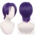 thumbnail image 1 of Peluca para cosplay, pelo sintético, color morado, 25 cm, acabado mate corto, 1 of 1